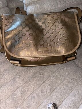 Gucci Metallic Gold GG Messenger Bag